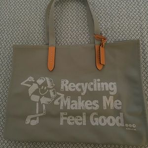 Coach Green Tote 42 in 100 Percent Recycled Canvas